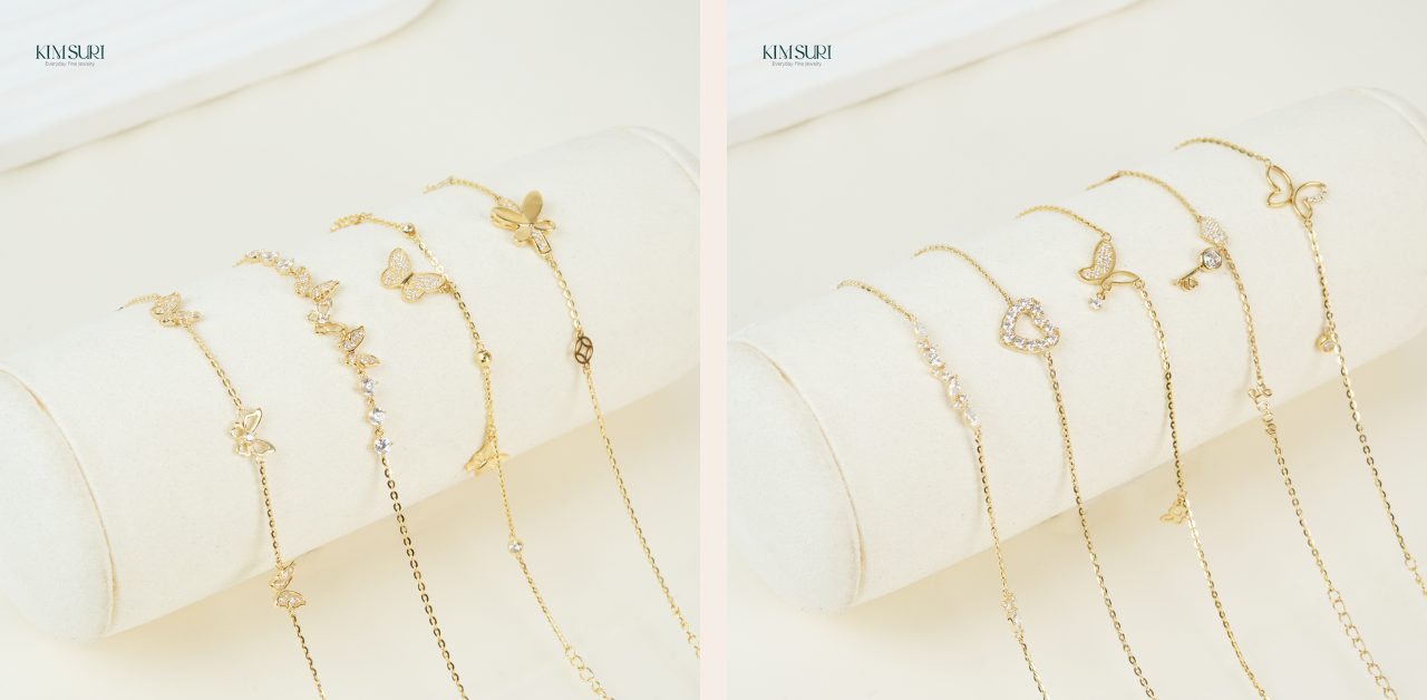 BST lắc tay vàng 10K họa tiết bướm Kim Suri