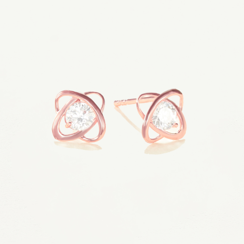 Khuyên tai Vàng Hồng 10K hình cầu đính đá sáng - SE23S001R