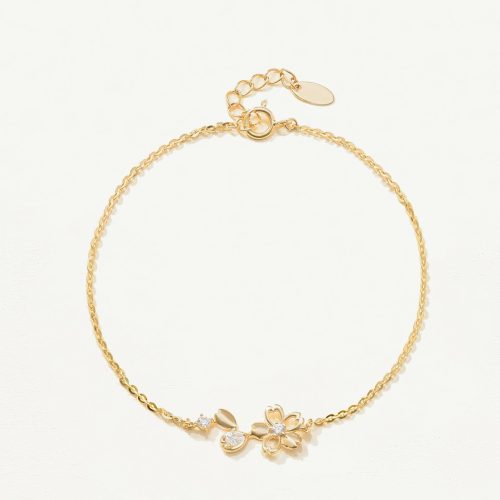 Lắc tay Vàng 10K hoạ tiết hoa cỏ xinh xắn - SB23S013Y