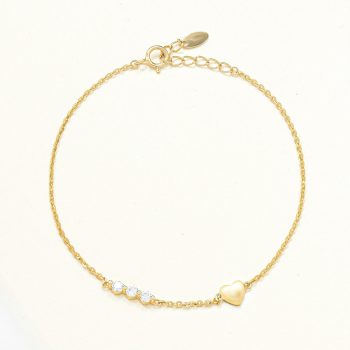 Lắc tay Vàng 10K mặt trái tim đính đá CZ - SB23S022Y