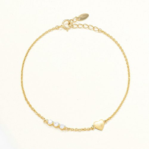 Lắc tay Vàng 10K mặt trái tim đính đá CZ - SB23S022Y