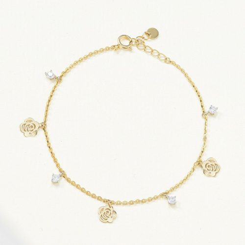 Lắc tay Vàng 10K hoạ tiết Hoa Trà quý phái - SB23S019Y