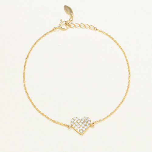Lắc tay Vàng 10K mặt trái tim đính đá CZ - SB23S001Y