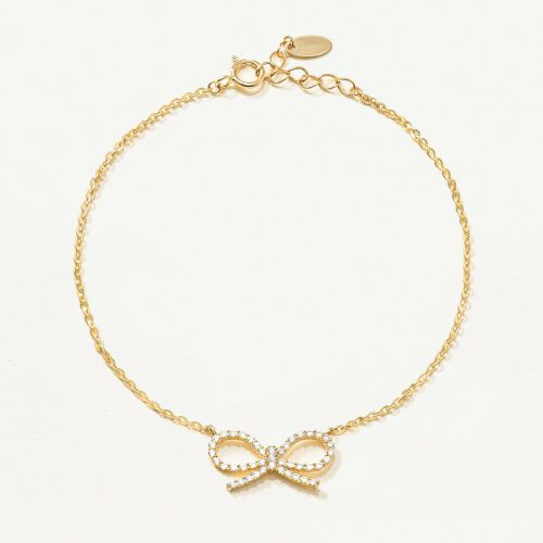 Lắc tay Vàng 10K mặt nơ đính đá - SB23S011Y