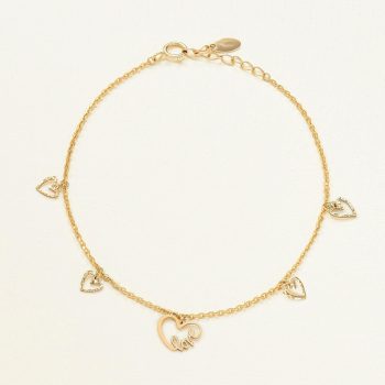 Lắc tay Vàng 10K tim love tinh tế - SB23S003Y