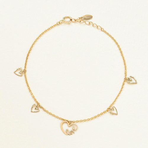 Lắc tay Vàng 10K tim love tinh tế - SB23S003Y