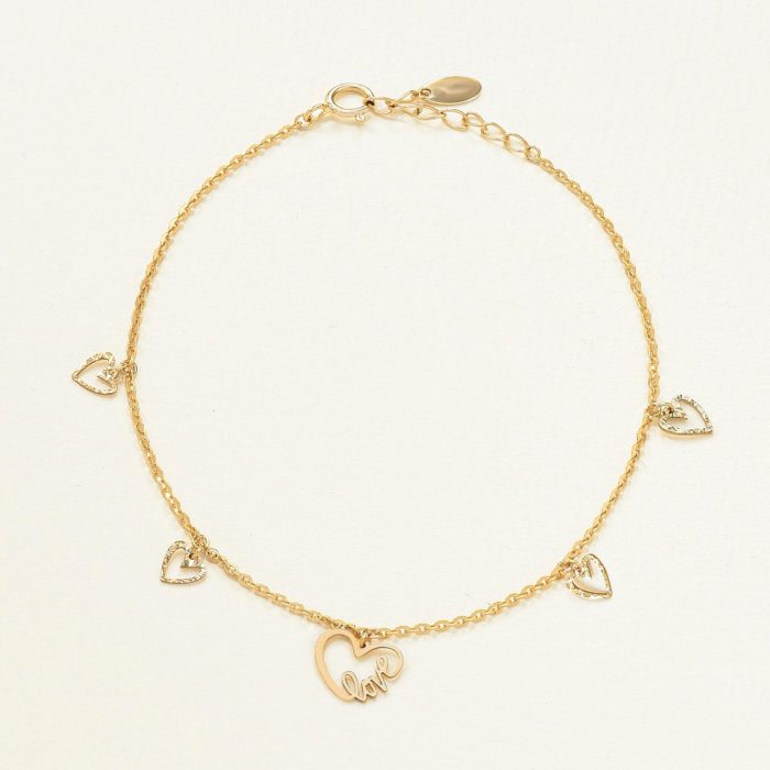 Lắc tay Vàng 10K tim love tinh tế - SB23S003Y