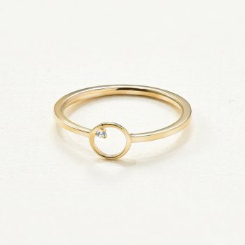 Nhẫn Vàng 10K mặt tròn thân mảnh - SR23S017Y