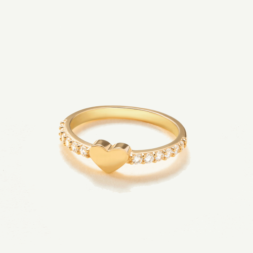 Nhẫn Vàng 10K mặt tim viền đá thời thượng - SR23S003