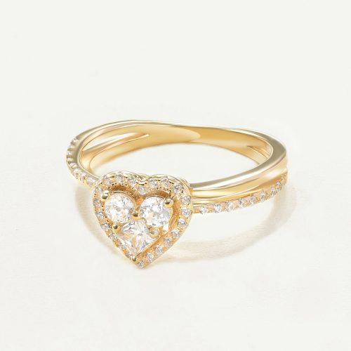 Nhẫn Vàng 10K mặt trái tim đính đá CZ cá tính - SR23S025Y