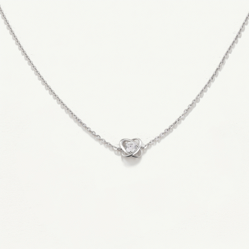 Dây chuyền Vàng Trắng 10K hình cầu gắn đá sáng - SN23S007W