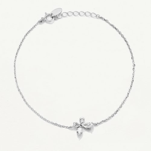 Lắc tay Vàng Trắng 10K mặt bướm đính đá CZ - SB23S012W