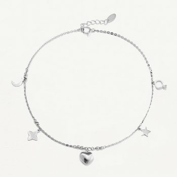Lắc tay Vàng Trắng 10K hoạ tiết tim sao - SB23S017W