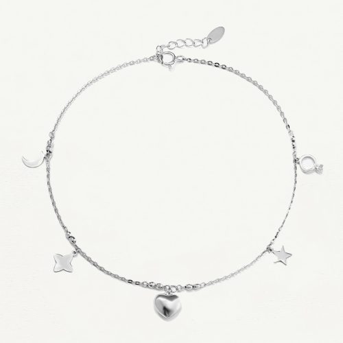 Lắc tay Vàng Trắng 10K hoạ tiết tim sao - SB23S017W