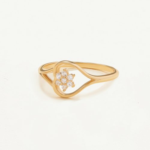 Nhẫn Vàng 10K hoa đính đá sáng - SR23S036Y