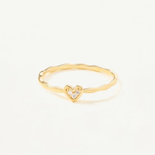 Nhẫn Vàng 10K mặt tim đá viền sóng - SR23S031Y