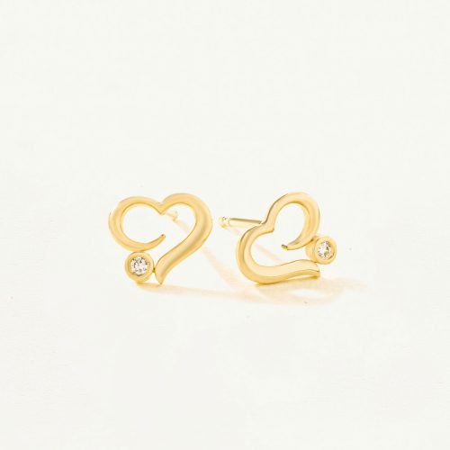 Khuyên tai Vàng 10K tim gắn đá - SE23S027Y