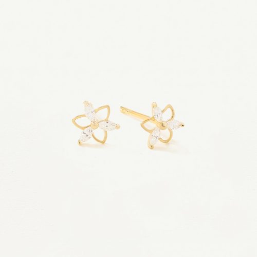 Khuyên tai Vàng 10K đính đá cánh hoa