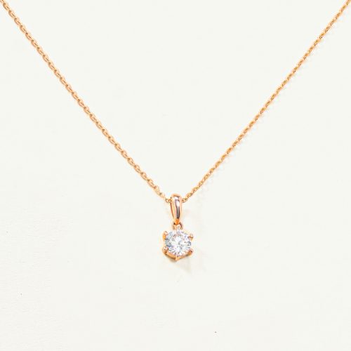 Dây chuyền Vàng 10K đính mặt đá tròn