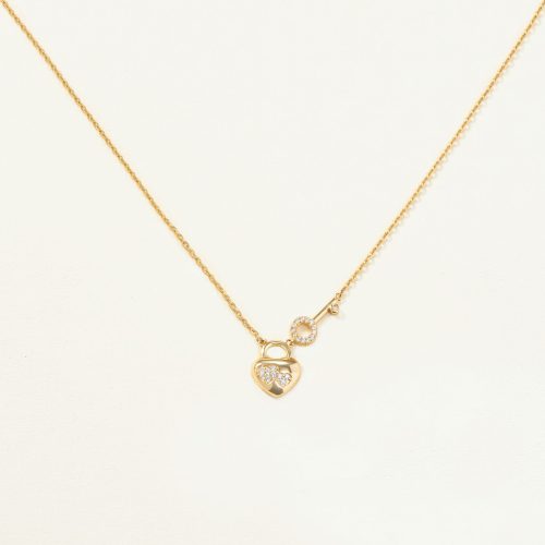 Dây chuyền Vàng 10K trái tim đính đá