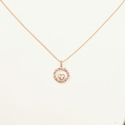 Dây chuyền Vàng 10K đính đá mặt tim