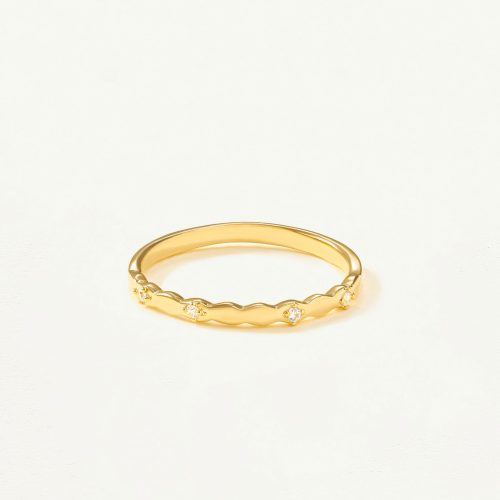 Nhẫn Vàng 10K hình sóng đính đá