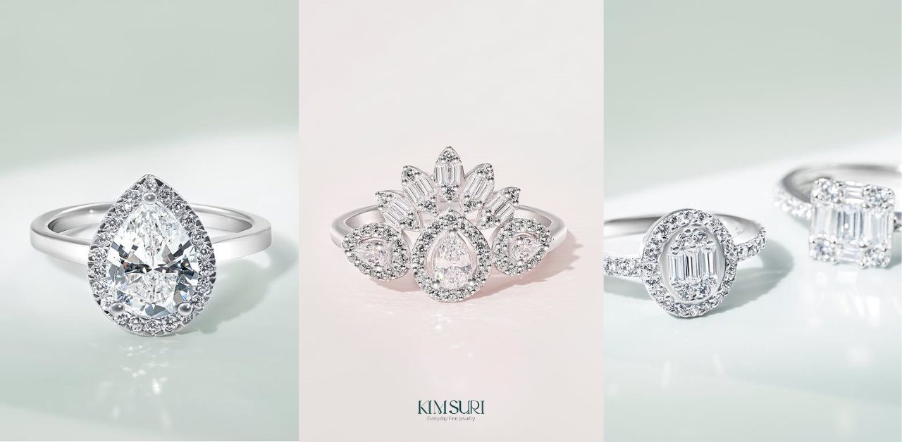 Đá Cubic Zirconia (CZ) là gì? Đá CZ có bền không? Nhẫn vàng trắng 10K đính đá Cubic Zirconia Kim Suri