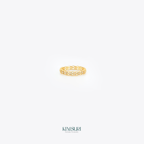 Nhẫn vàng 10k hoa văn R445