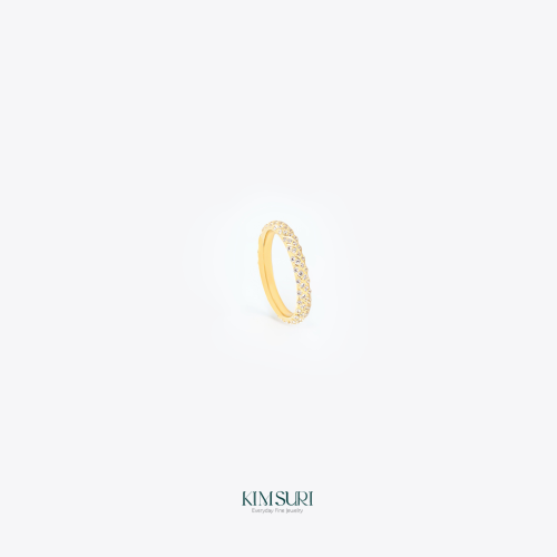 Nhẫn vàng 10k đính nửa đá R441