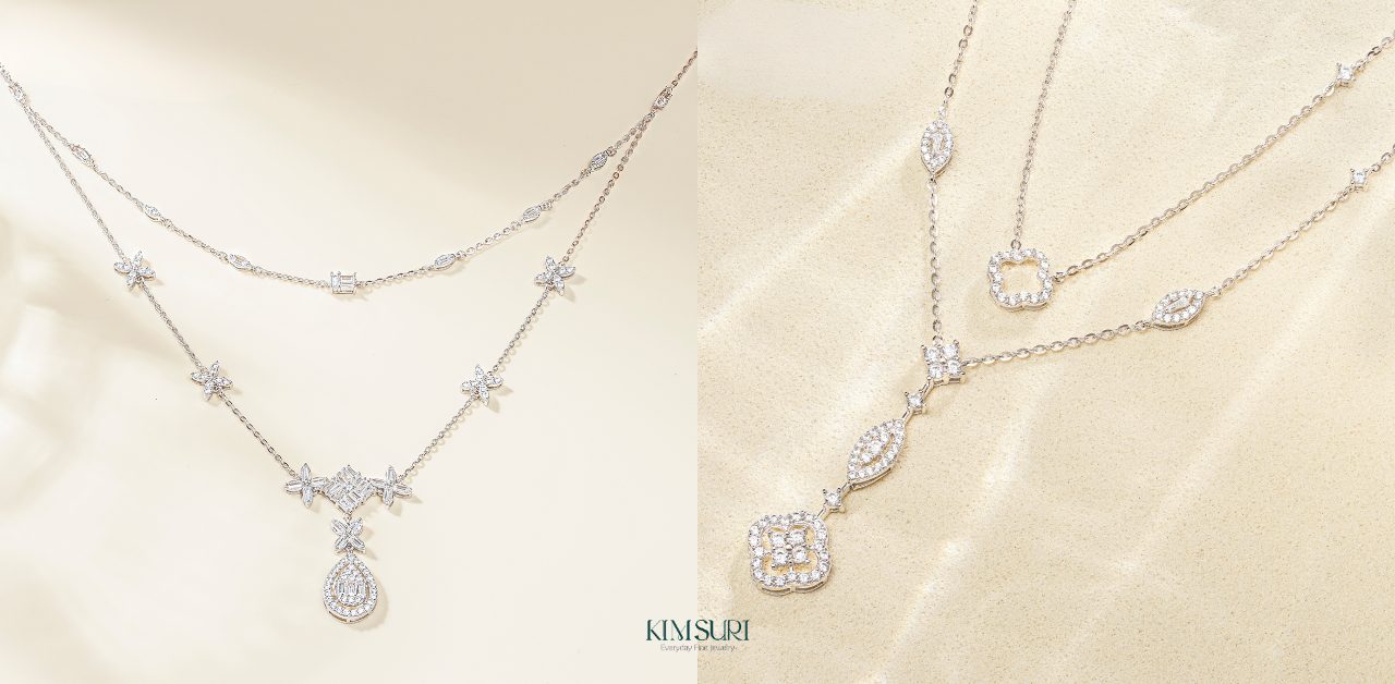 Đá Cubic Zirconia (CZ) là gì? Đá CZ có bền không? Dây chuyền vàng trắng 10K đính đá Cubic Zirconia Kim Suri