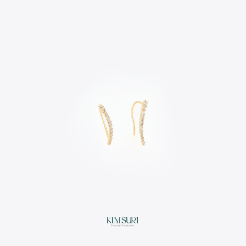 Khuyên tai vàng 10k viền đá E371