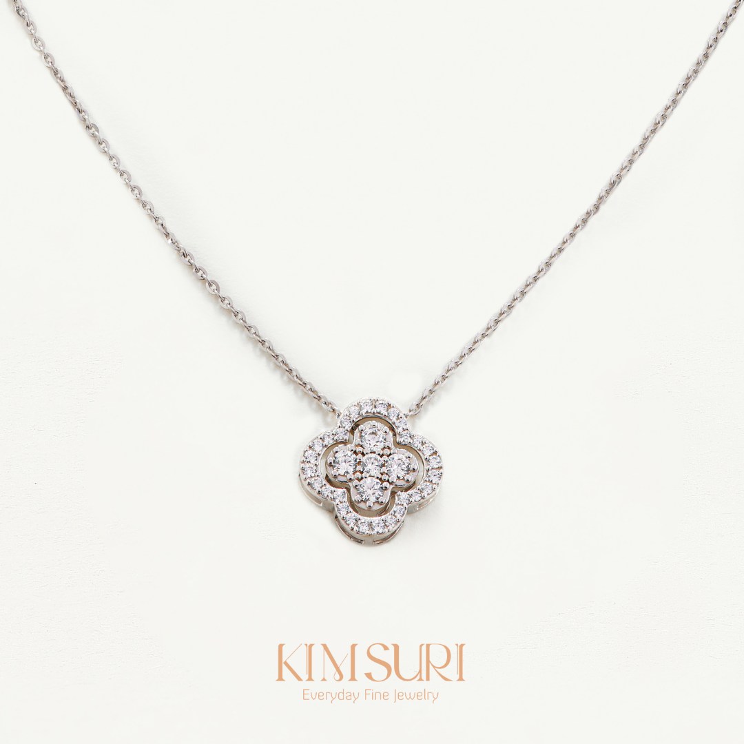 Top 4 dây chuyền vàng 10K họa tiết cỏ 4 lá được yêu thích nhất 2025 tại Kim Suri Mẫu dây chuyền vàng 10K cỏ đá CZ Kim Suri