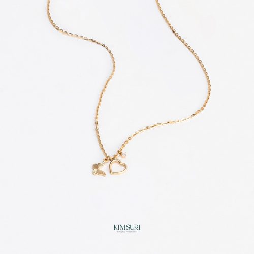 Dây liền mặt vàng 10k tim bướm N241