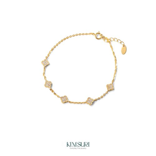 Lắc tay vàng 10k cỏ đá 5 mắt B105