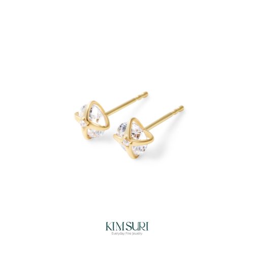 Khuyên tai vàng 10k ôm đá E115