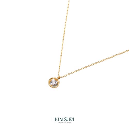 Dây liền mặt vàng 10k ôm tim đá N112