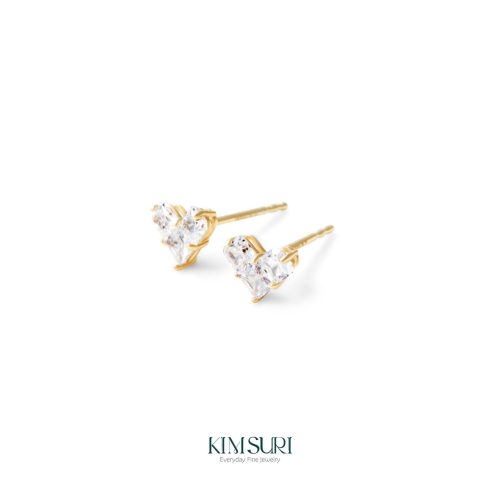 Khuyên tai vàng 10k tim full đá E324