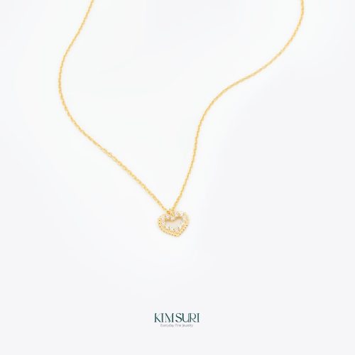 Dây liền mặt vàng 10k tim viền đá N269