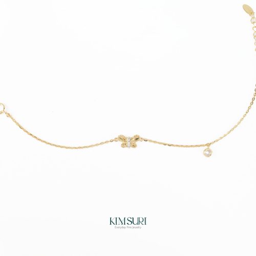 Lắc tay vàng 10k bướm charm rơi B273a