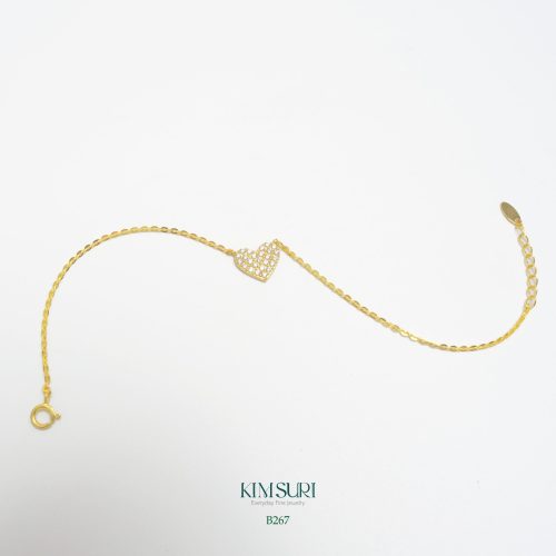 Lắc tay vàng 10k tim đá mini B267