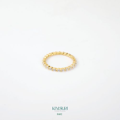 Nhẫn vàng 10k đính đá full viền R482