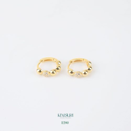 Khuyên tai vàng 10k viền bi E590