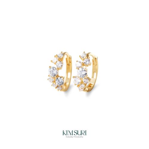 Khuyên tai vàng 10k viền đá